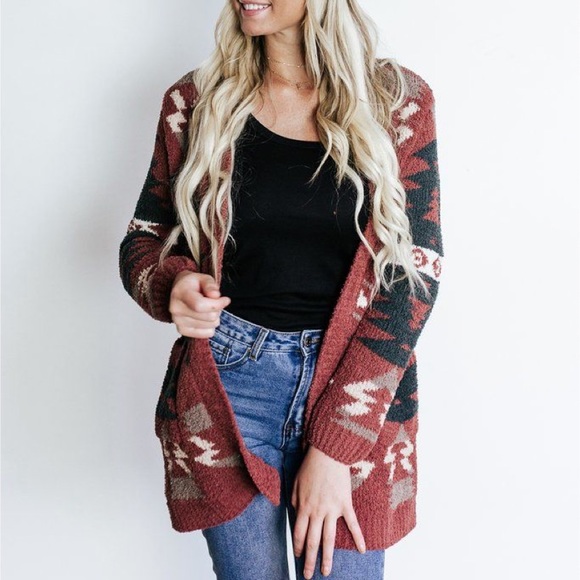 Last S SO SOFT! New Cozy Aztec Southwest Bohemian Knitted Sweater Cardigan - Picture 6 of 17